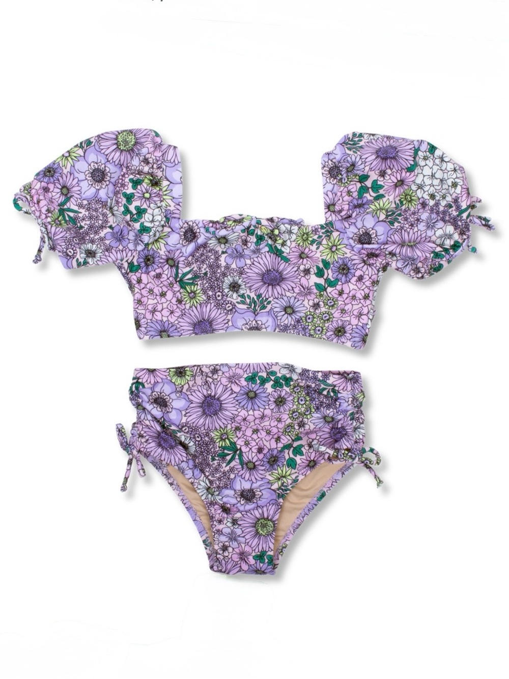 Shade Critters Girls Flower Power Floral Smocked Bikini Swimsuit Size 6
